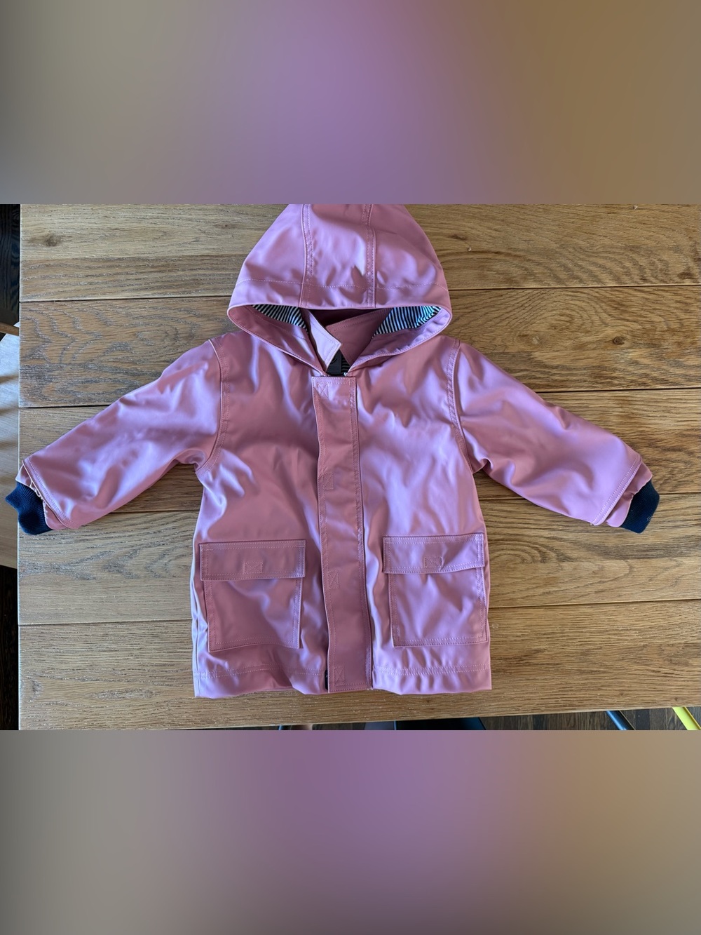 Petit Bateau Pink Hooded Raincoat for Kids